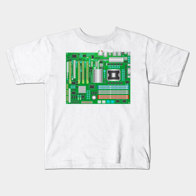 Classic Computer Mainboard for Geeks Kids T-Shirt by dcohea